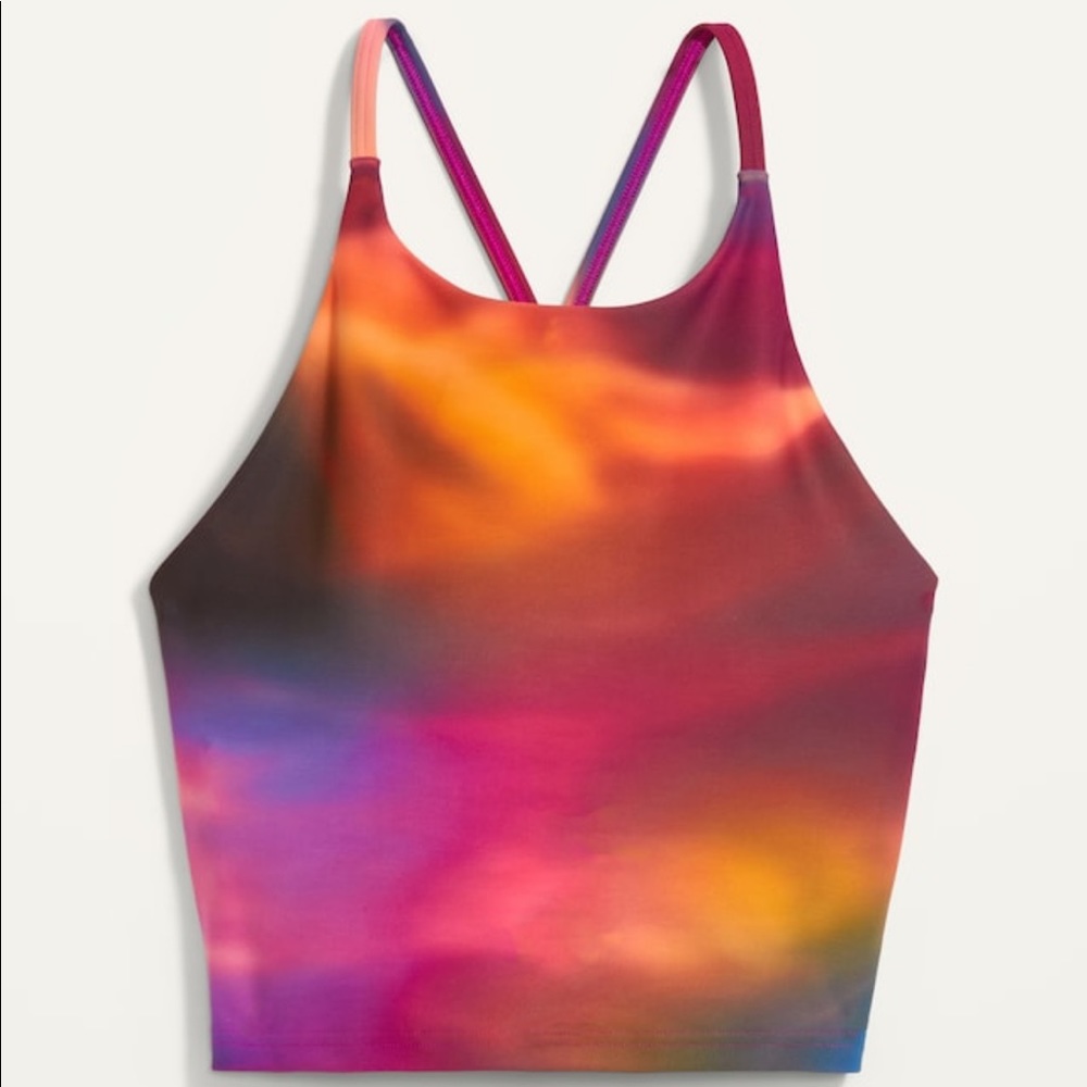 NWT Old Navy Light Support Longline Sports Bra in Aurora Borealis, 3X 4X - Picture 2 of 7